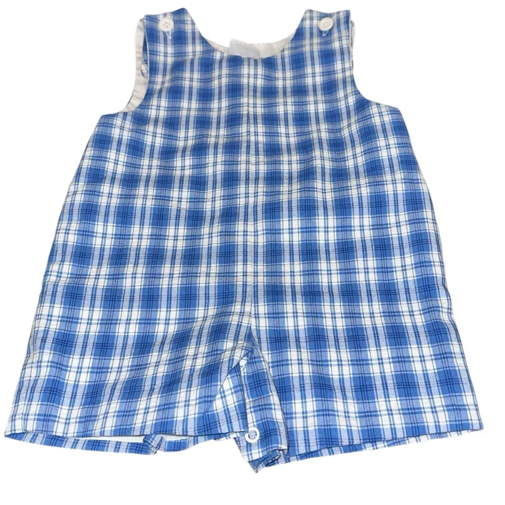 Vintage Kelly’s Kids Baby Romper Blue Plaid‎ One-Piece 12 Months Lined